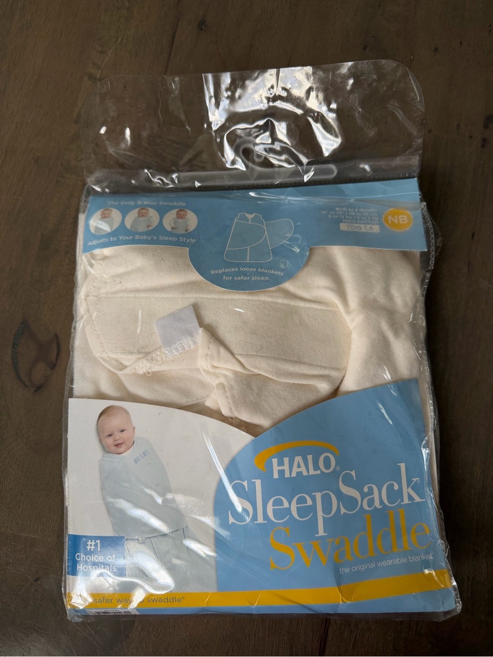 HALO 100% Cotton Sleepsack Swaddle Blanket Cream TOG 1.5 NB/ 0-3 Months